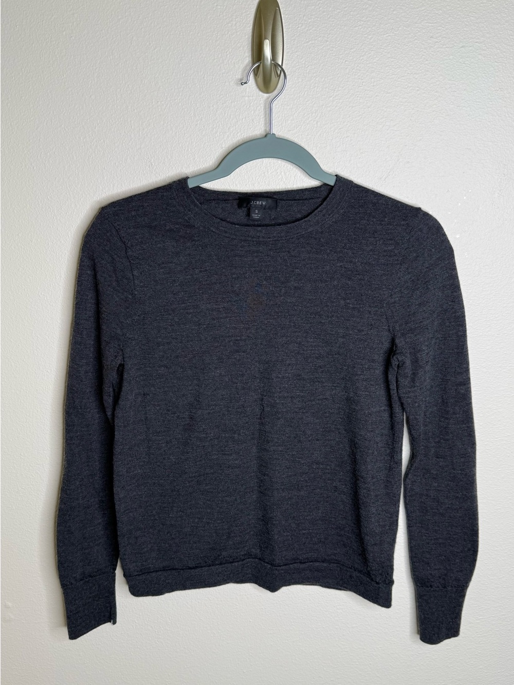 J.Crew Women’s 100% Merino Wool Crewneck Sweater Charcoal Gray Size S
